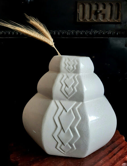 Art Deco cracked ceramic vase
