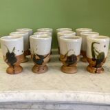 Colombe pottery 12 glazed stoneware cups by Madeleine Brault