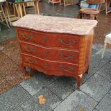 Commode ancienne en bois et marbre style Louis XV