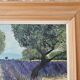 Oil on Canvas Landscape Almond Trees and Lavenders signed Jean Claude Fer