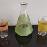 Set of 4 colored granite glasses with its carafe