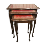 Set of baroque tables with leather