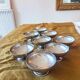 8 vintage 70s ice cream bowls, stainless steel, made in France
