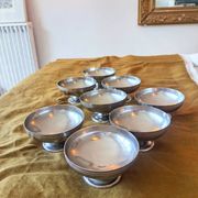 8 vintage 70s ice cream bowls, stainless steel, made in France