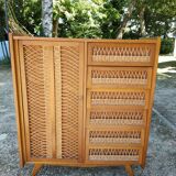 Wardrobe, vintage rattan wardrobe