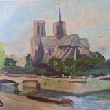Pair of oils by B. Sarraillon Notre Dame de Paris