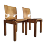 Pair of modernist plywood and solid wood chairs - 70s