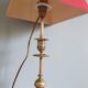 Duo de lampes en laiton abat-jour rouge