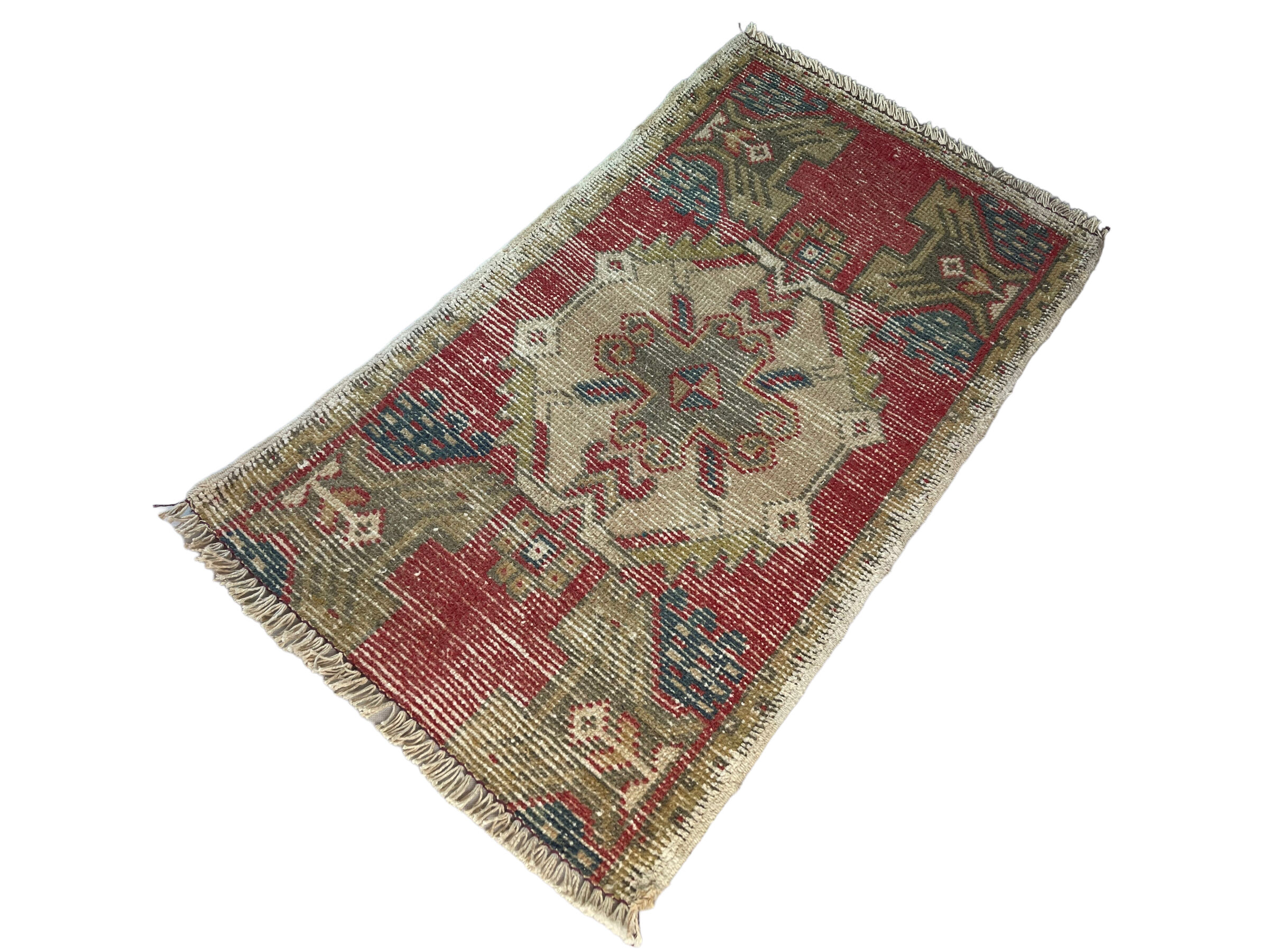 Vintage turkish pastel mini rug 93 x 52 cm