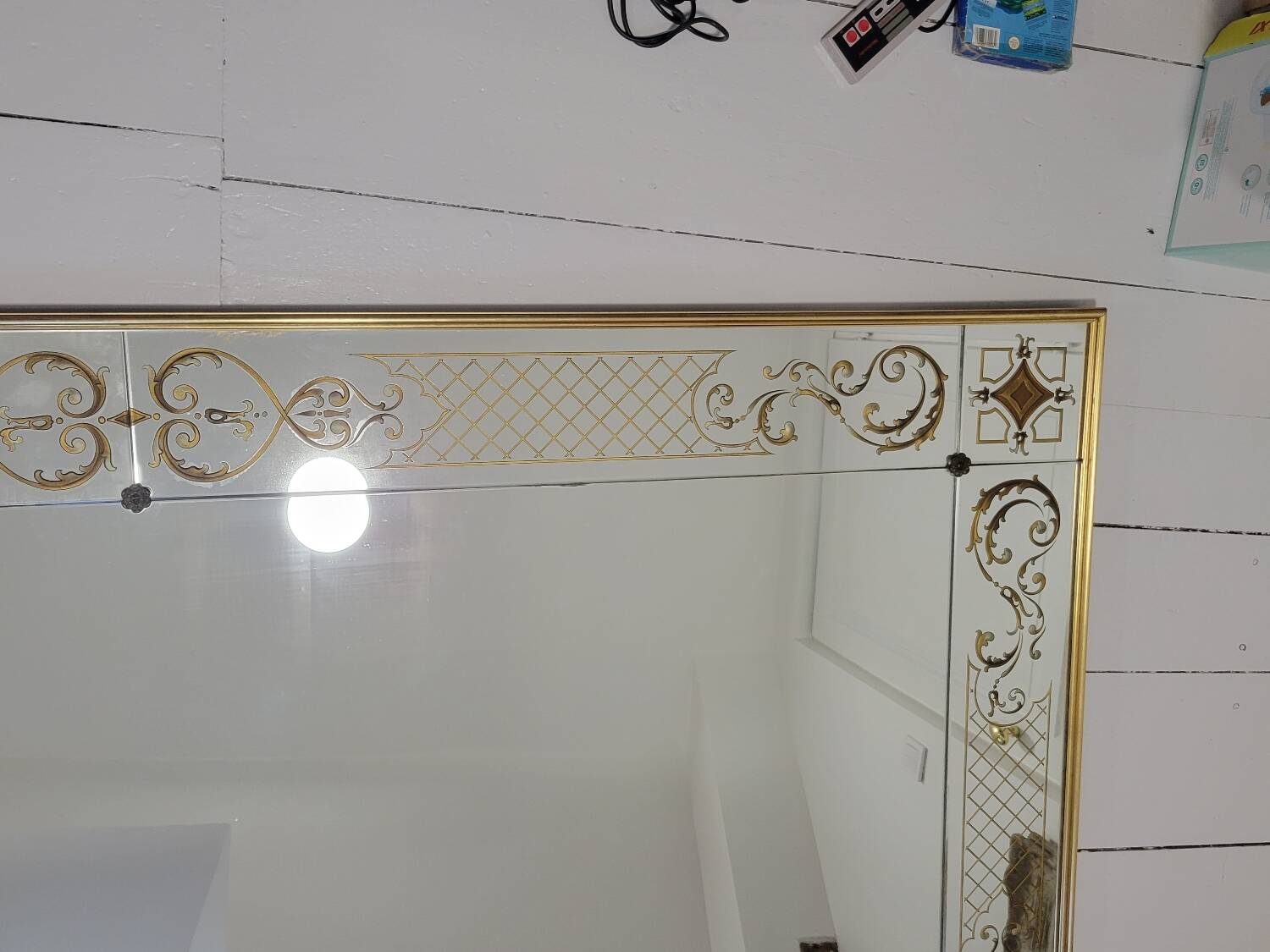 Eglomise brasserie mirror, late 19th century