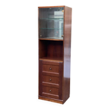 1970s wooden Scandinavian display cabinet with lighting