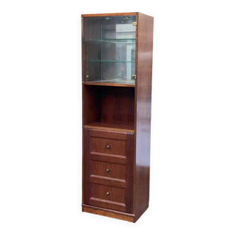 1970s wooden Scandinavian display cabinet with lighting