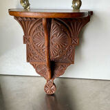 Antique Wooden Wall Console Bracket with geometric carvings