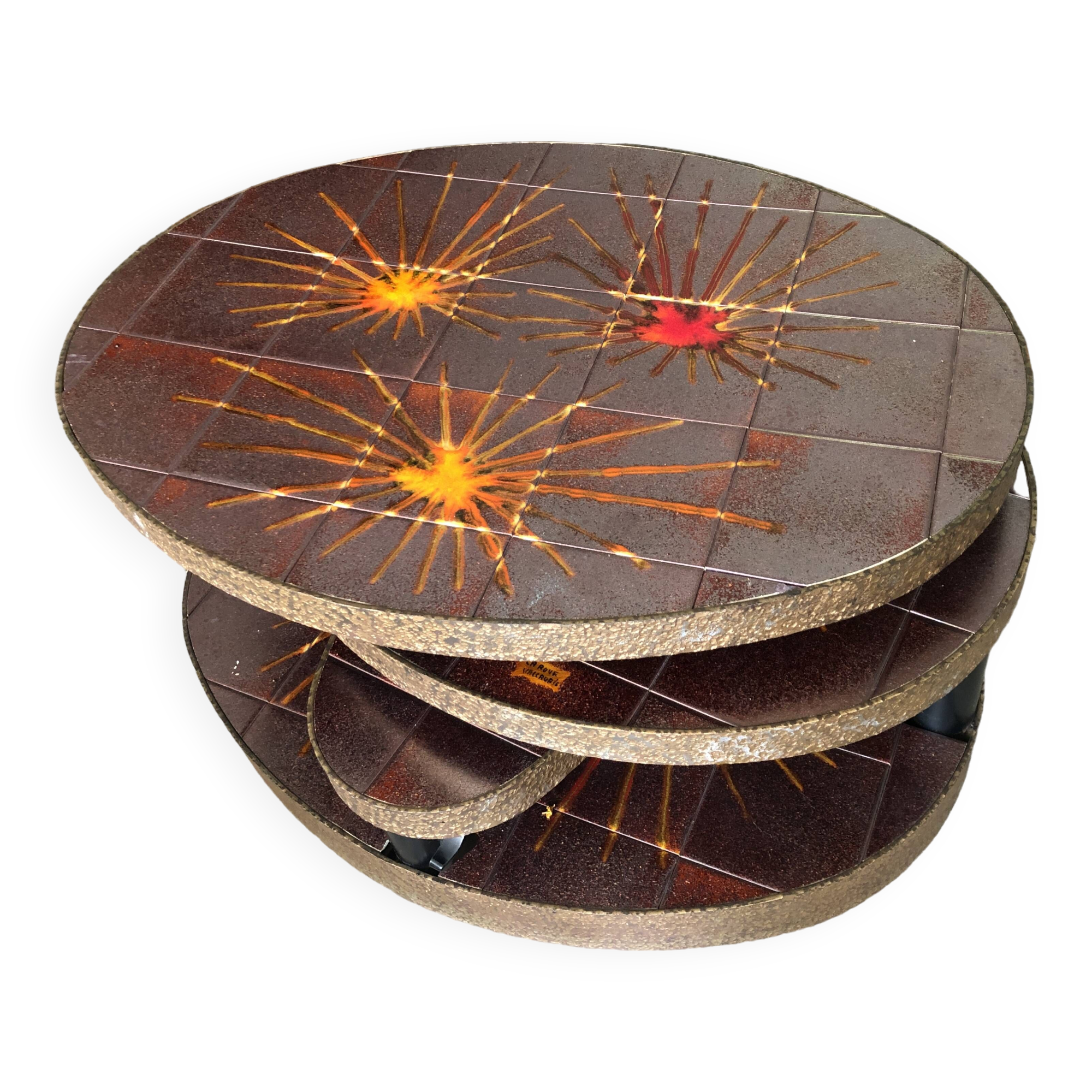 Vintage coffee table signed la roue vallauris