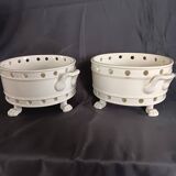 Paire d'egoutoirs / cache pots en blanc de bayeux debut xixème