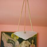 Chandelier signed Muller Frères Lunéville, Art Deco suspension, nickel-plated bronze chandelier, ceiling lamp,