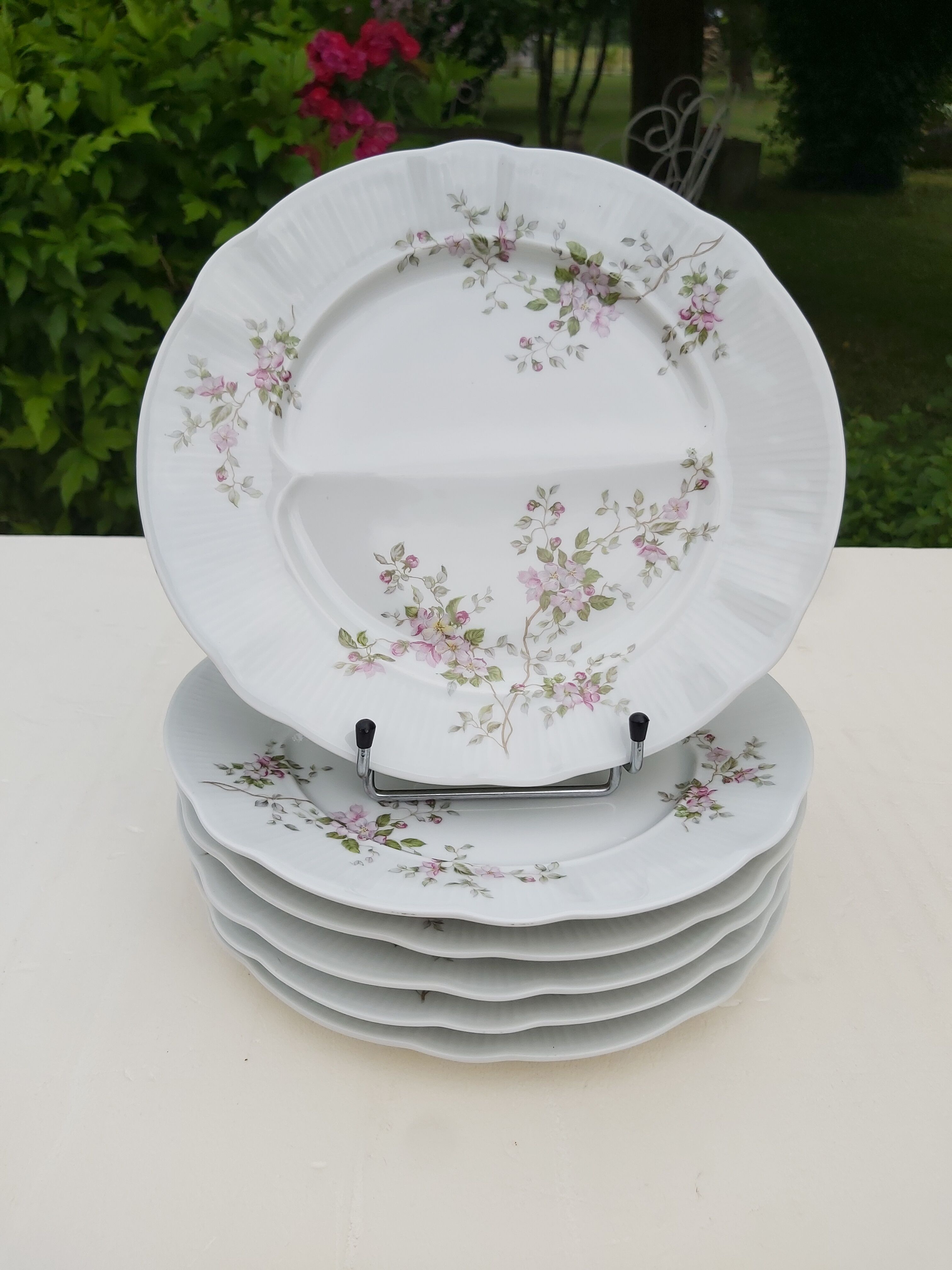 6 pillivuyt porcelain compartment plates
