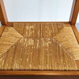 Set of 6 Maison Regain straw chairs in solid elm, 1970s-1980s