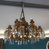 Bronze and crystal chandelier