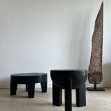 Monoxyl sofa end in black mango tree tripod half-sphere tray h:45 d:44