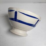 Vintage ironstone bowl from the Badonviller factory in cream and blue.