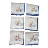 6 serviettes anciennes en lin brodées