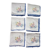 6 serviettes anciennes en lin brodées