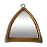 Miroir vintage en rotin de forme triangulaire  52 X 31 cm