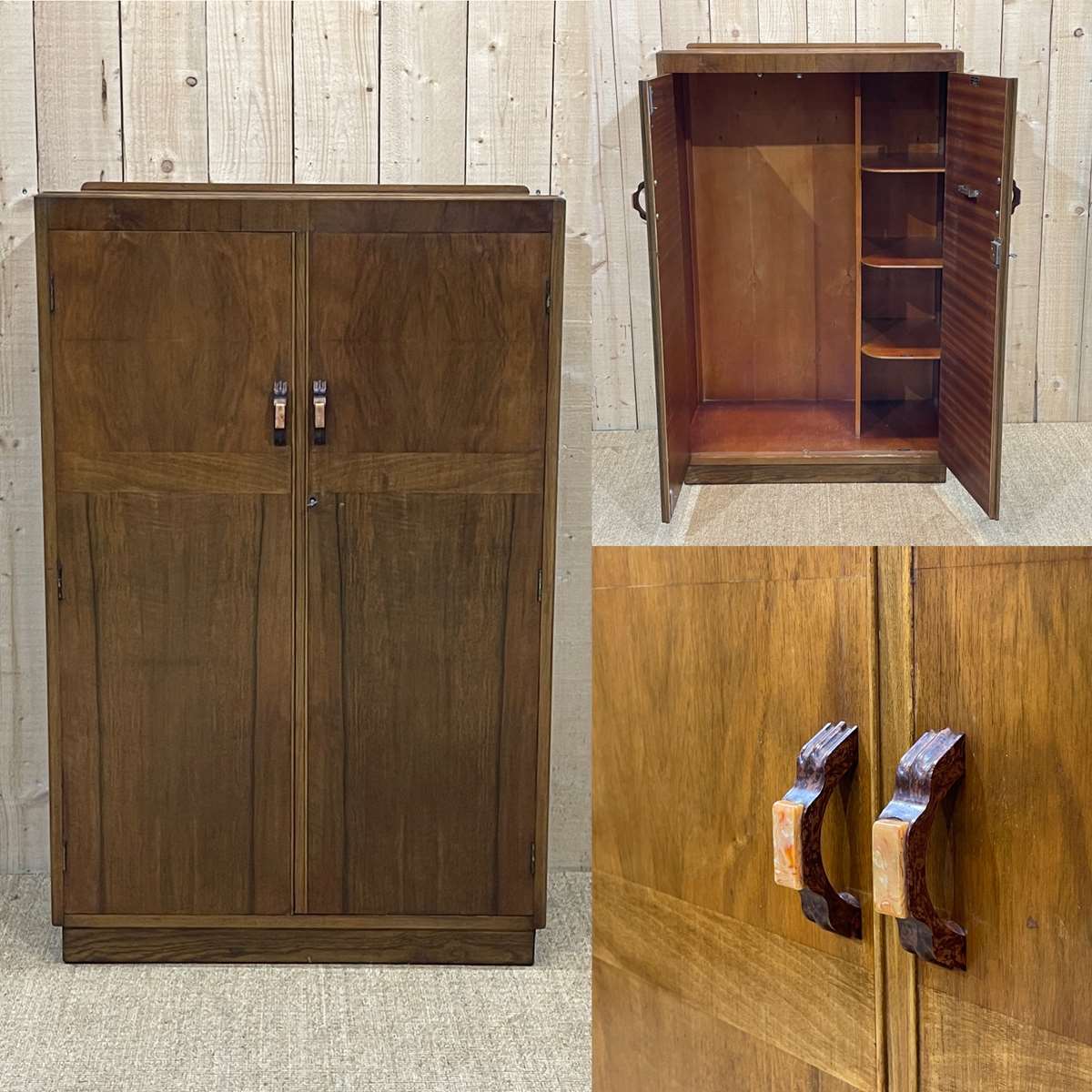 English student wardrobe made of walnut from the 1930s