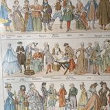 Set of 2 lithographs on traditional costumes