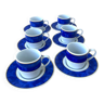 6 Genevieve Lethu blue and white coffee cups and saucers