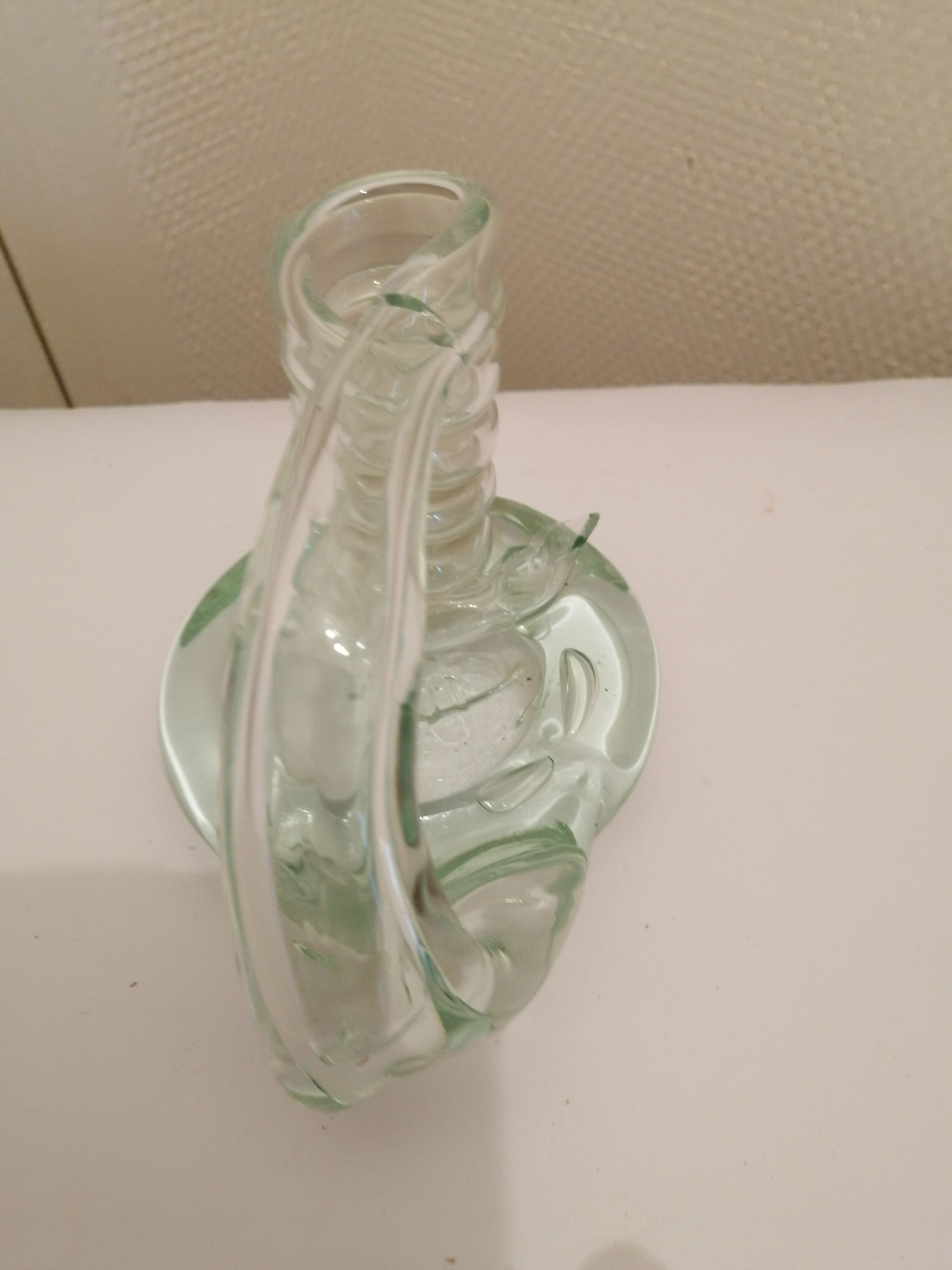 Transparent blown glass candle holder