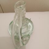 Transparent blown glass candle holder