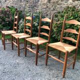 4 oak mulched chairs