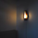 Scandinavian modern danish wall light in teak, brass and opaline glass, 1960s