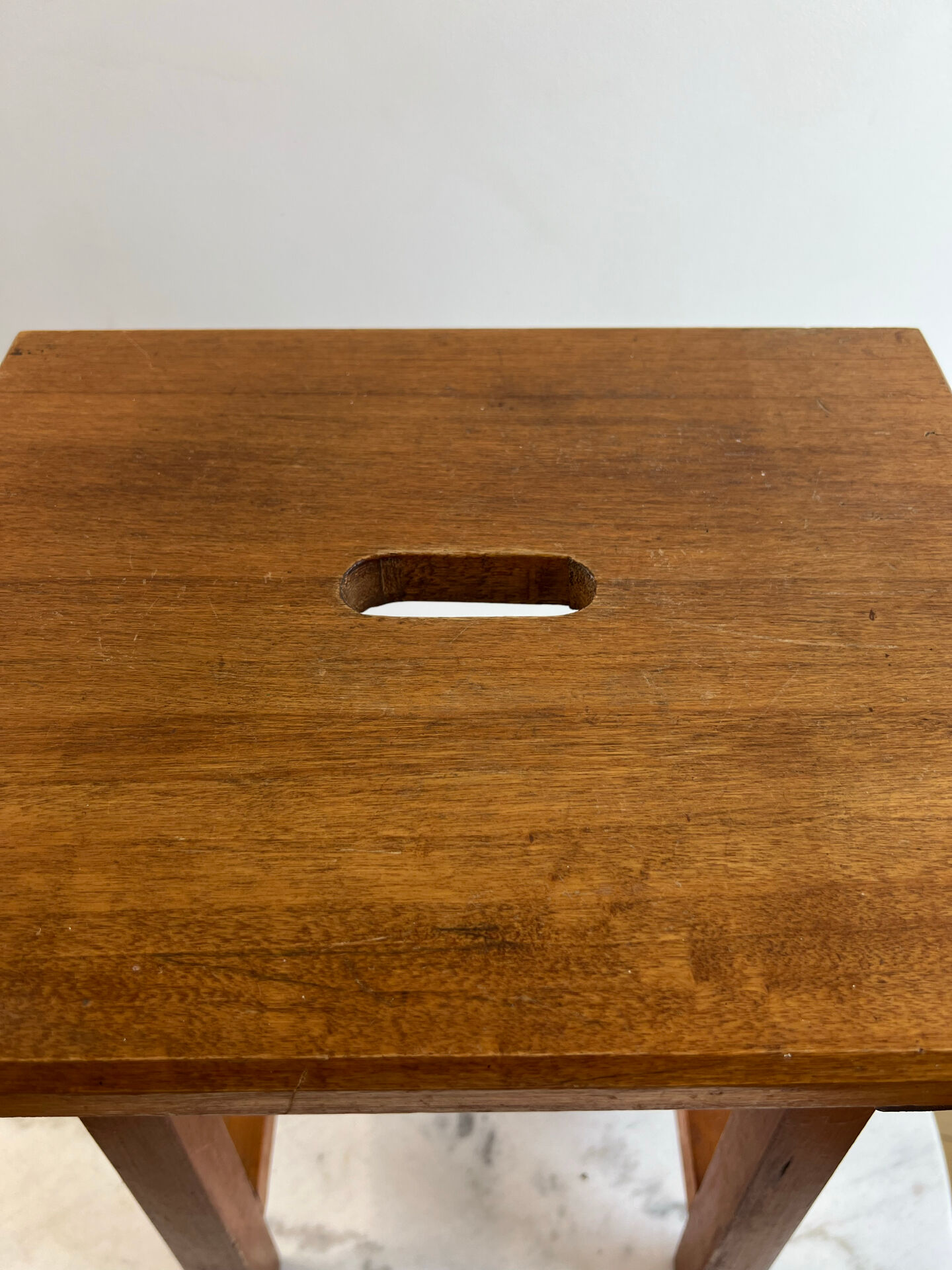 Scandinavian stool solid wood — Rectangular seat, square legs