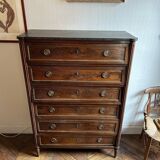 Mahogany and black marble chest of drawers, late 18th-early 19th century