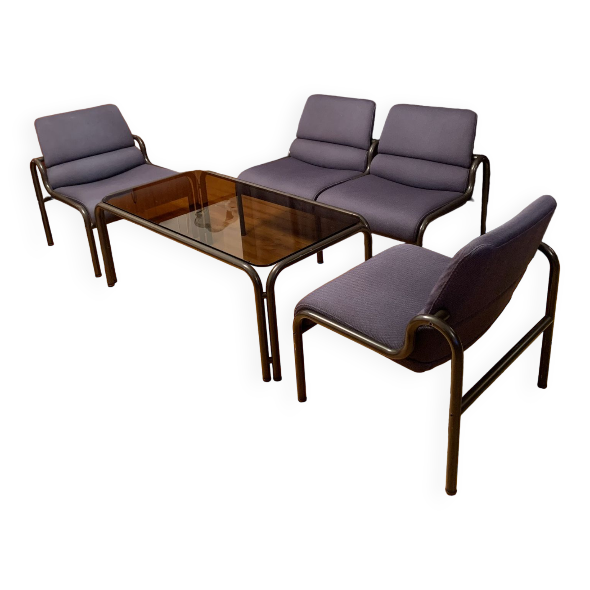 G30 set, sofa, 2 armchairs and coffee table designed by Martin Stoll, Germany, 1980s.