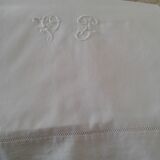 Old linen, cotton sheet, VP embroidery and open edge