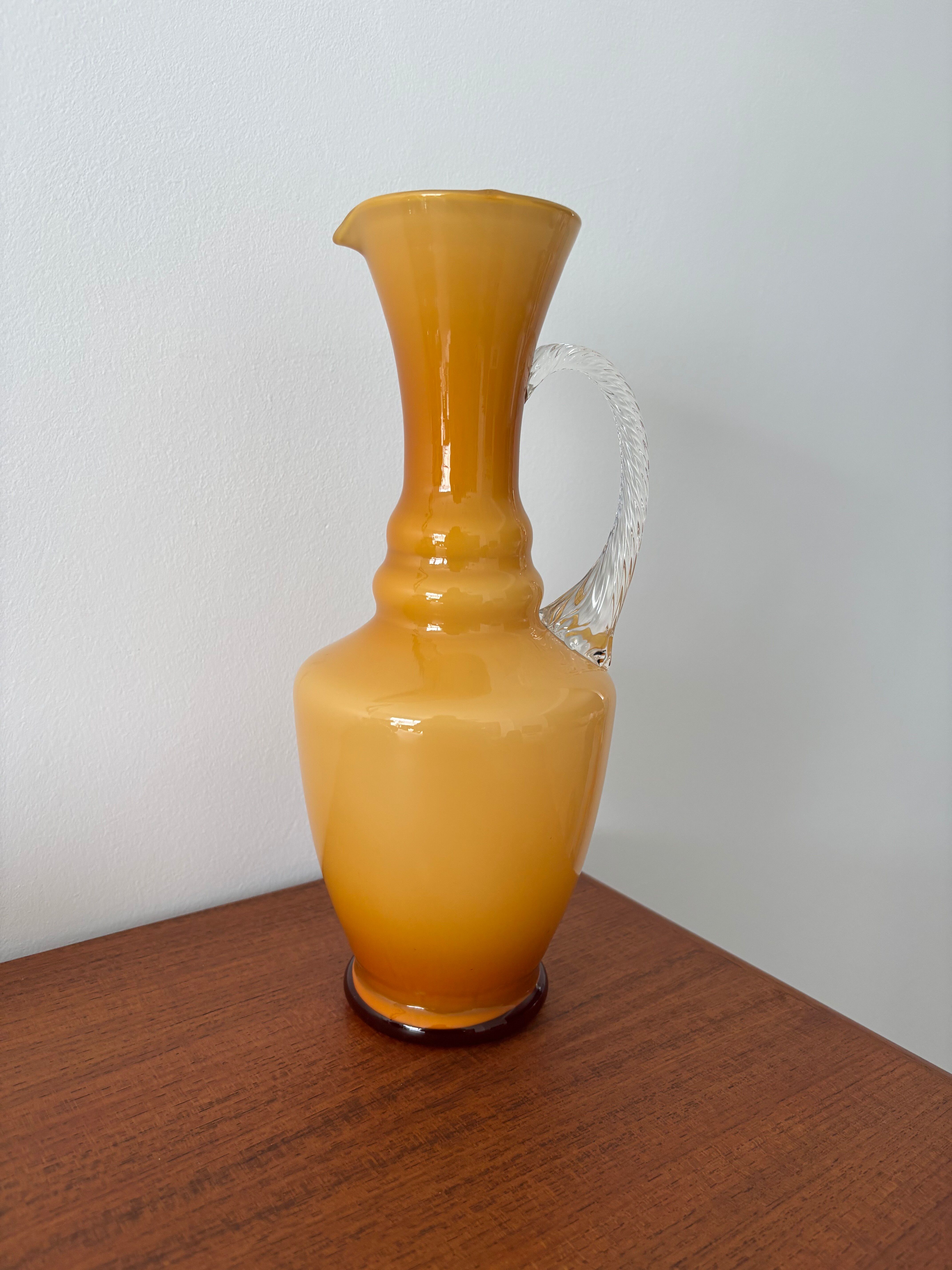 Vintage amber opaline vase retro mid-century glassware