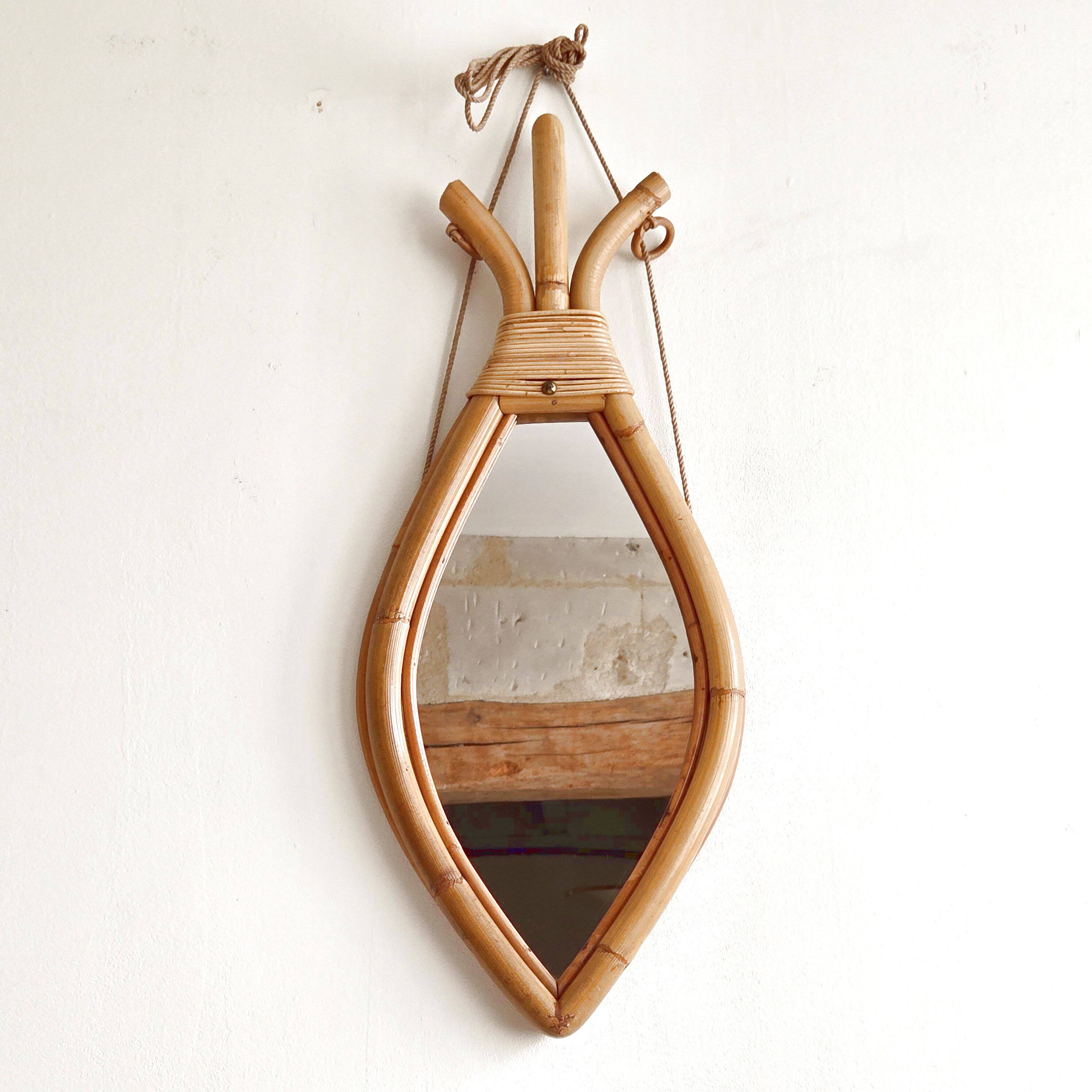 Vintage rattan mirror 1960