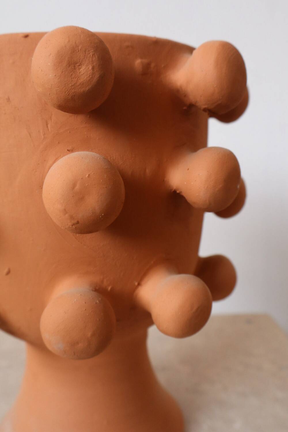 Handmade terracotta sculptural cache pot vase