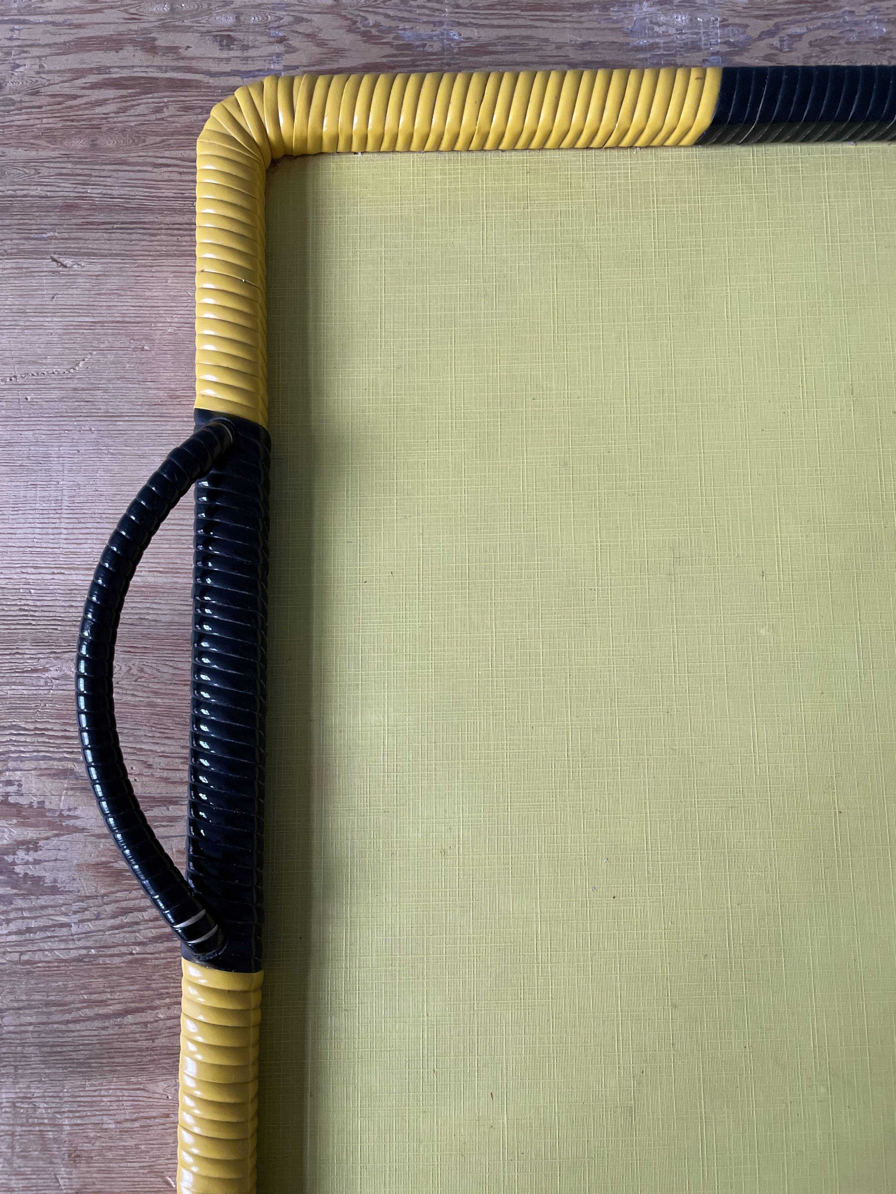 Black and yellow vintage serving tray