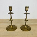 Pair of vintage gilded brass candlesticks