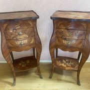 Pair of bedside tables in rosewood veneer on all sides. Louis XV style