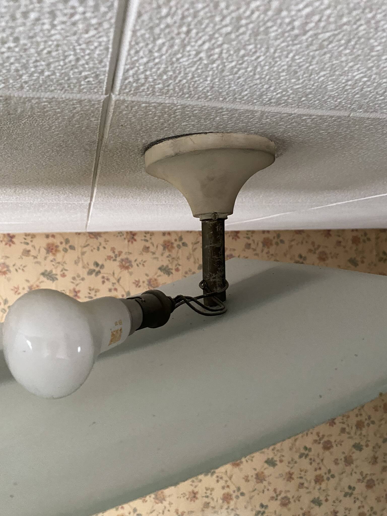 Rectangular ceiling light / chandelier in sandblasted glass and vintage Art Deco chrome