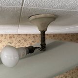 Rectangular ceiling light / chandelier in sandblasted glass and vintage Art Deco chrome