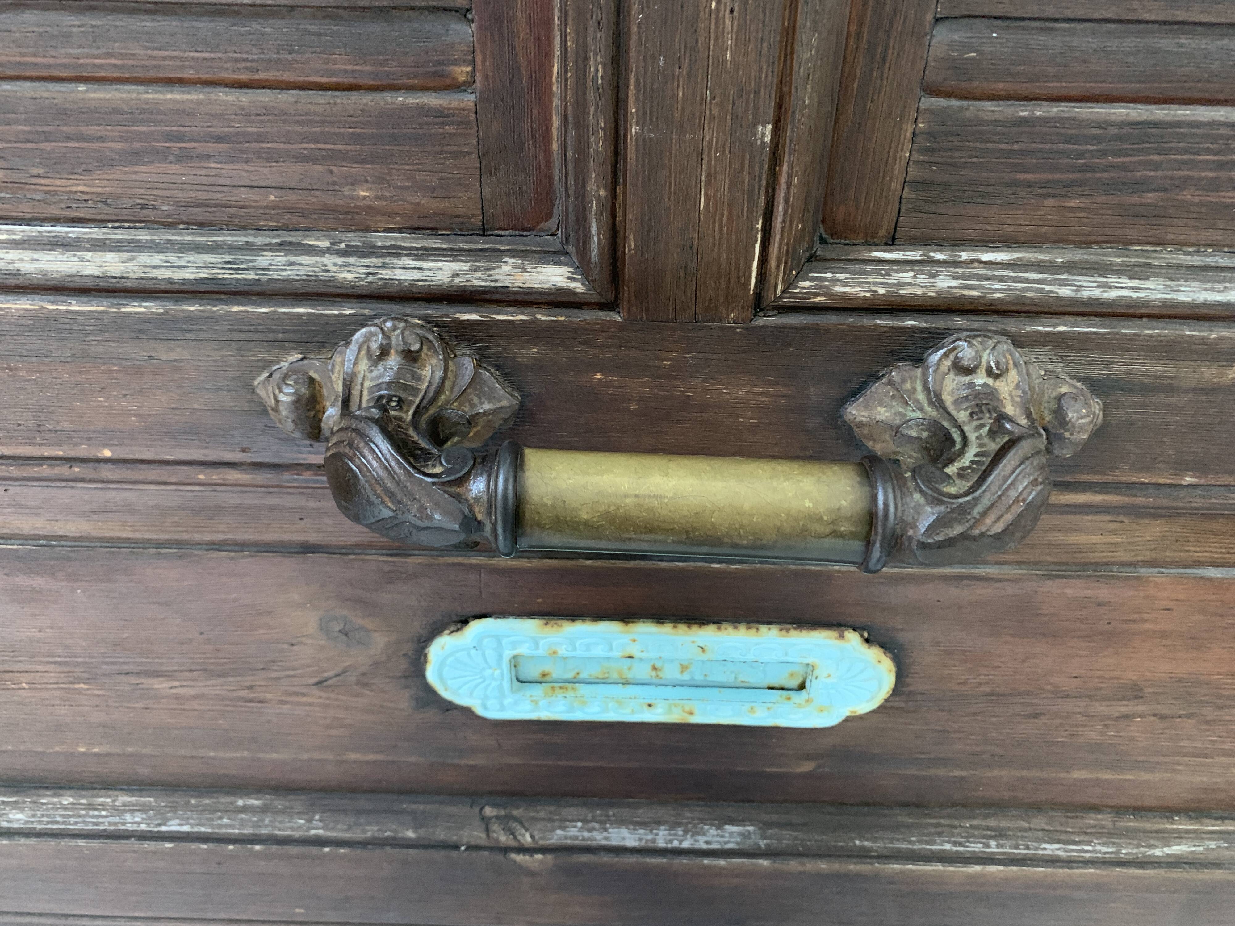 Art Deco style entrance door in solid wood, 20th century