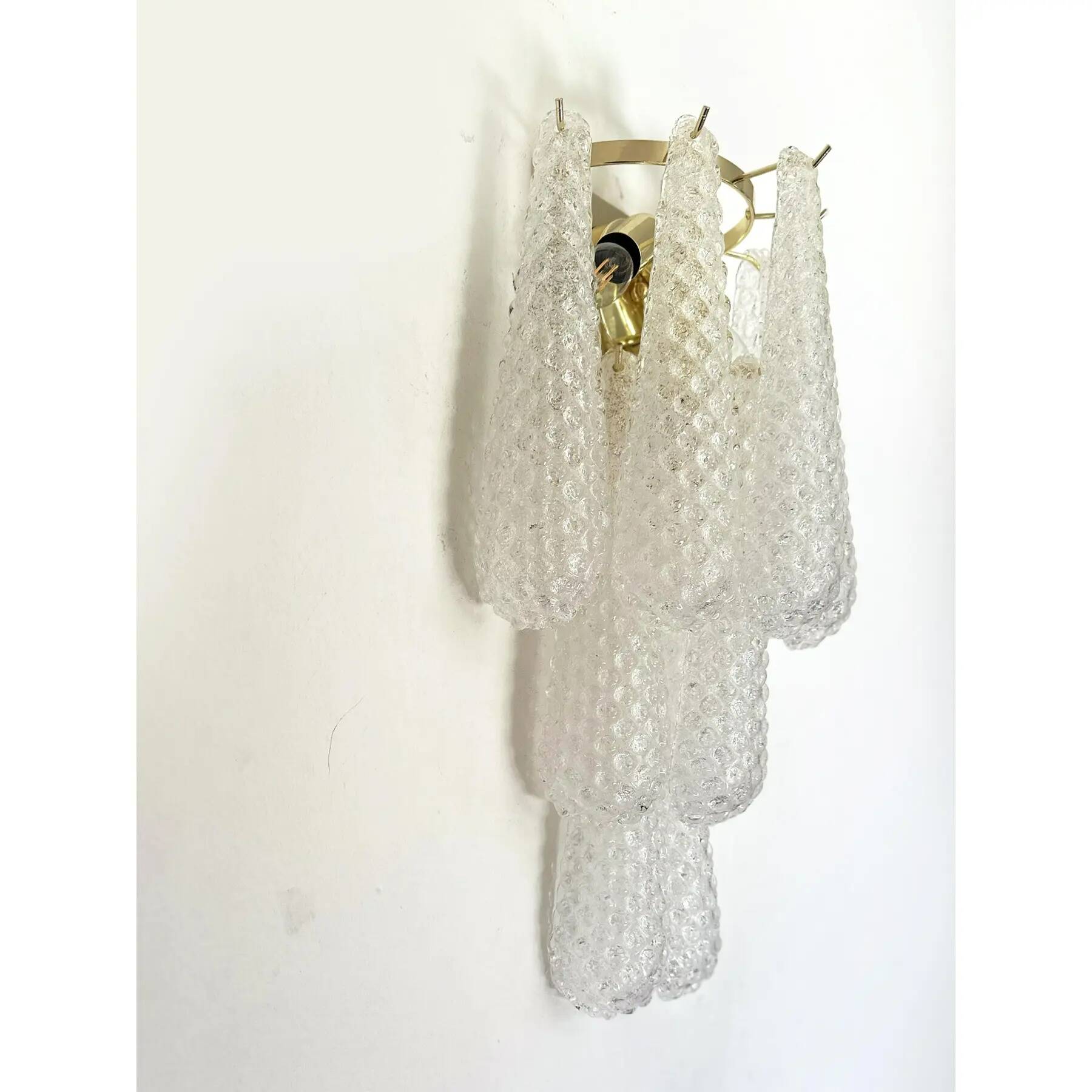 Clear “Conchiglie” Murano Glass Gold Wall Sconce by Simoeng