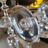 Two thick crystal flutes in the Baccarat style. 1960s. Two flutes in thick crystal.